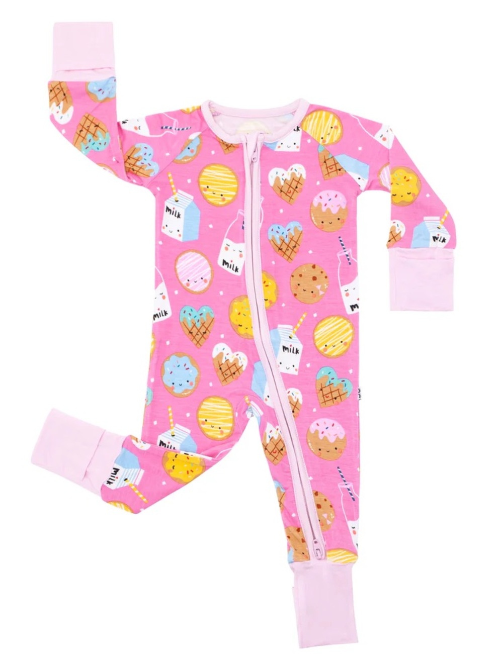 Little Sleepies Pink Milk and Cookies Bamboo Sleeper baby Girl 0-3 Months Zippy